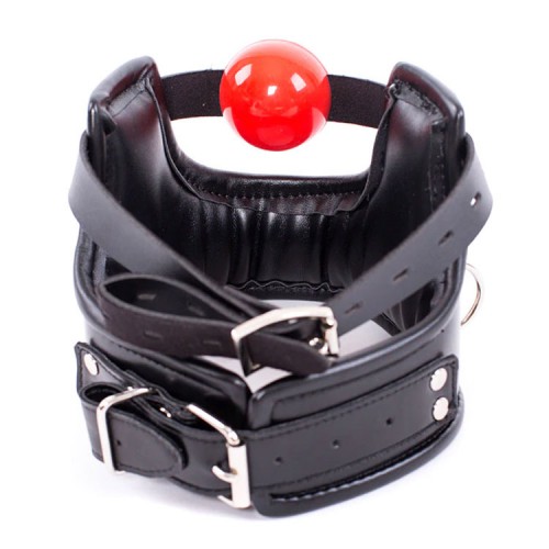 immitation leather Ballgag Collar-Harness - mae-sm-218