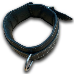 Padded Black Leather Collar with contrasting Stitches by NLLeather - nl-bnb2