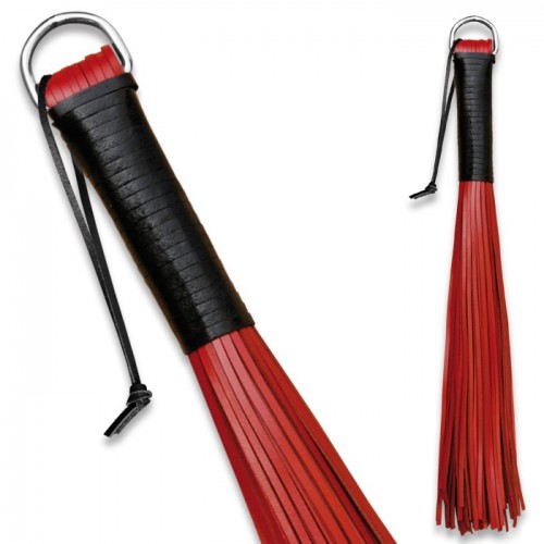 Rundleder 48 zware striemen zweep - Rood - os-0158-3r