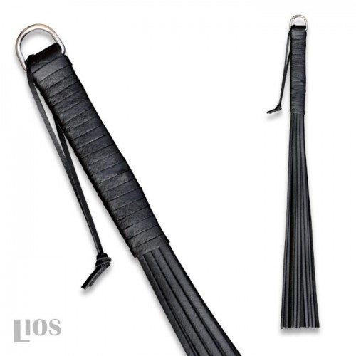 Black Cowhide whip 45 cm by Saxos - os-0149-s