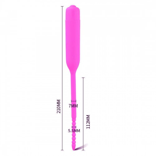 Siliconen Pink Beaded Urethra Vibrator - 5.5mm van MAE-Toys - mae-sm-215-pnk