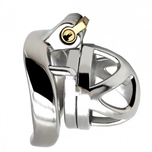 Polished stainless Steel Micro Chastity Cage - mae-sm-208