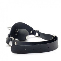 Leather Super Ball Gag with Eyelet by Black Label - du-138790