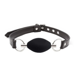 Silicone Ø 42.5 mm Oval Ball Gag - Black - du-137626