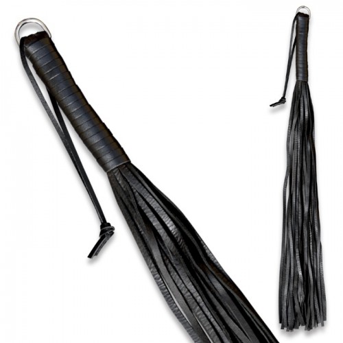 60 cm lange Peitsche aus weichem Leder Schwarz - os-0136-1