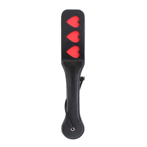 3 HEARTS - 35 cm spanking paddle ZWART/rood  - 2134000054