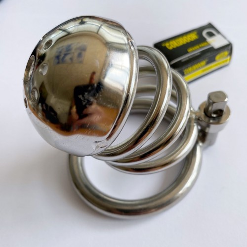 Stainless steel chastity cage with pee holes  - sm-128l