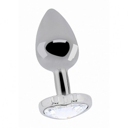 Love Heart Diamond Plug - 3.75 Inch - Silver - sht-ric017sil