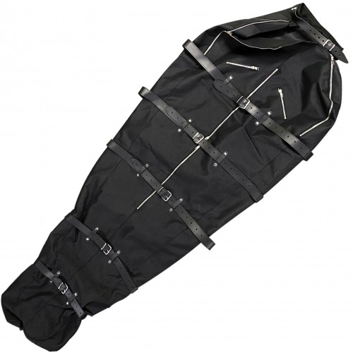 Nylon Bondage Body Bag met leren riemen - os-1344