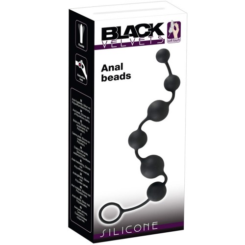 Six black beads on a chain by Black Velvets