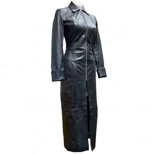 Long Black Leather Corset coat - as-4-012