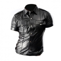 Leather Police Shirt Short Sleeves - as-1610