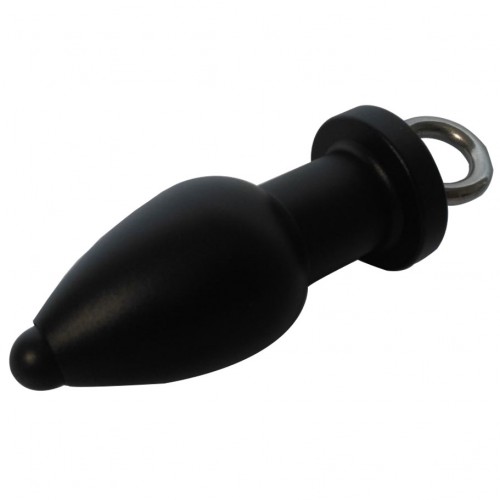 Metal Hollow Flushing Anus Plug BLACK - bhs-500