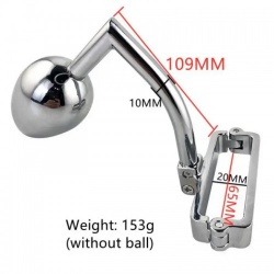 Stainless steel fixed scrotal anal hook round ball Ø 45mm - bhs-508