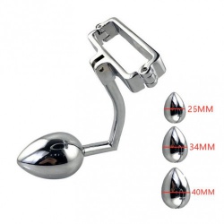 stainless steel fixed scrotal anal hook replaceable 3 balls - bhs-512