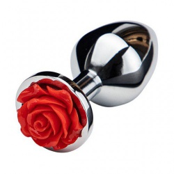 Stainless Steel Red Rose Butt Plug Ø34 mm - xr-af634