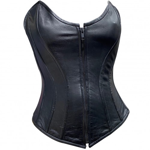 Carmen Lederen Corset met rits en leren voering