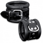 Leather Feettcuffs Black 2.6 inch width - os-0101-3sk