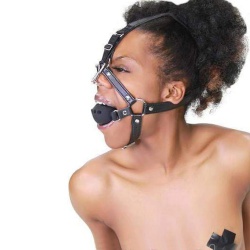 Zwarte Siliconen Ball Gag Trainer met Nose Hook - bhs-521black