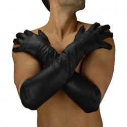 24 Inch Long Real Sheep Leather Mens Opera Gloves - as-llmog