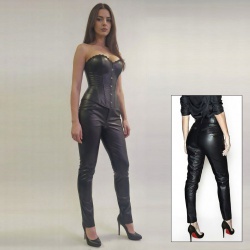 Enge Damenhose aus schwarzem Leder - car-tblp