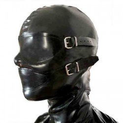 Latex Bondage Slave Hood with Penisgag - bhs-529