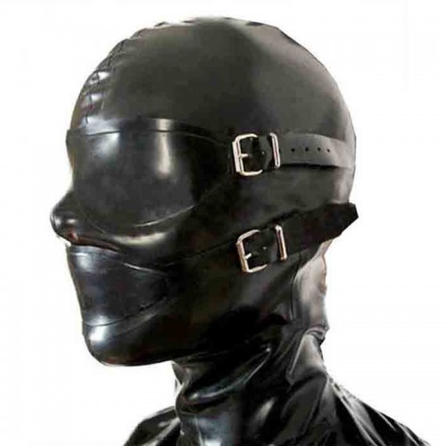 Latex Bondage Slave Hood with Penisgag - bhs-529