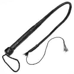 Zwarte Lederen Bullwhip - 90 cm - 112-tci-9092-90