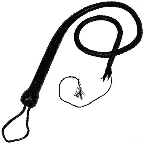 Bullenpeitsche aus schwarzem Leder - 120 cm