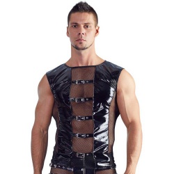 Vinyl Shirt with Net inserts by Black Level - or-28903801732
