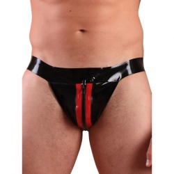 Zip & Striped Latex Jock by Honour - hr-r1662.b/r