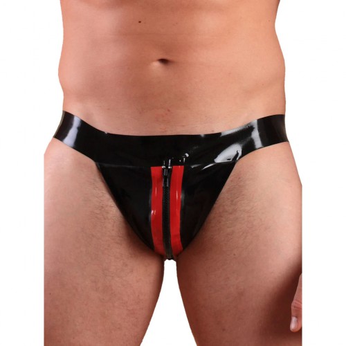 Latex Jock met ritssluiting en strepen van Honour - hr-r1662.b/r