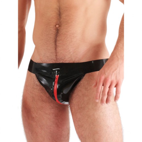 Latex Jock Strap Zwart & Rood van Honour - hr-r1715