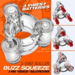 Clear - TPR - Buzz Squeeze Vibrating Ballstretcher by Oxballs - du-139373