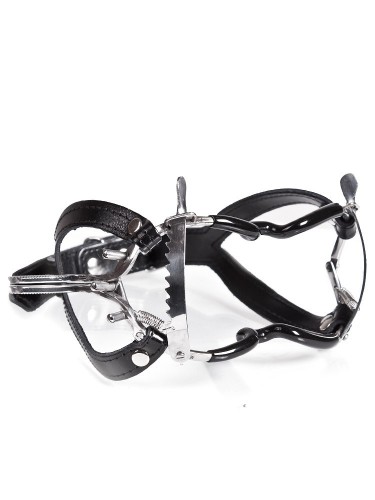 Whitehead Ratchet Mouth Gag With Leather Strap and PVC Coating by Black Label - du-135967