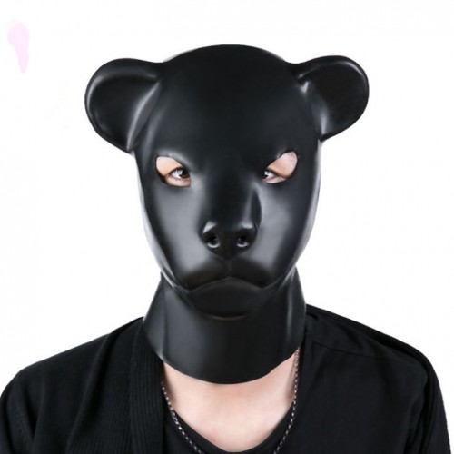 Latex leopard animal mask with back zipper - mae-sm-312