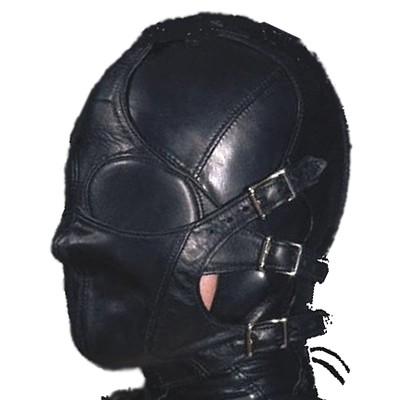 immitation leather bondage hood - mae-sm-313