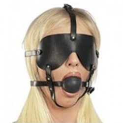 Ball Gag Ø 5.5cm Harness with Blindfold - mae-sm-317