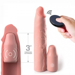 3“ Vibrating Mega X-tension Penis Sleeve with Remote by Fantasy Elite - or-54014370000