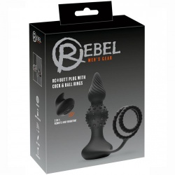 RC Butt Plug with Cock & Ball Rings by Rebel - or-05523990000