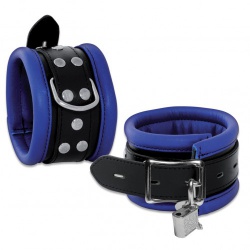 Leather Feettcuffs Blue 2.6 inch width by SaXos - os-0101-3bk