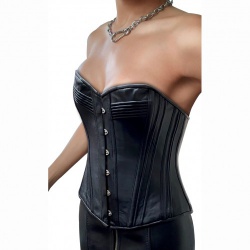 Carmen Leather Corset with 3/4 cup with red cotton lining - car-tx2-035