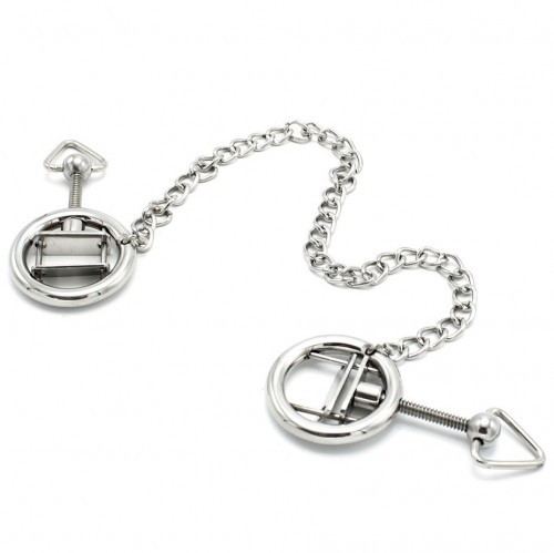 Nipple Clamps Rings Screwed with Chain by Kiotos Steel - opr-277131