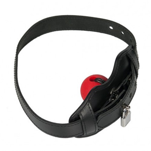 Leather Lockable Mouth Gag with Ball Ø40 mm - pml-3080