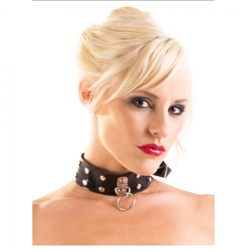 Latex Rubber Studded Collar by Skin Two - Honour - hr-r1605