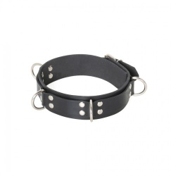 Rubber Bondage Collar With 4 D-Rings by Honour - hr-r1918