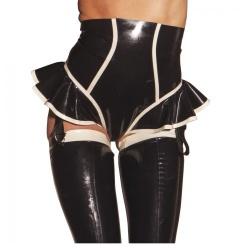 The Bordello Suspender Latex Maid Knickers in Black & White by Skin Two - Honour - hr-r1742