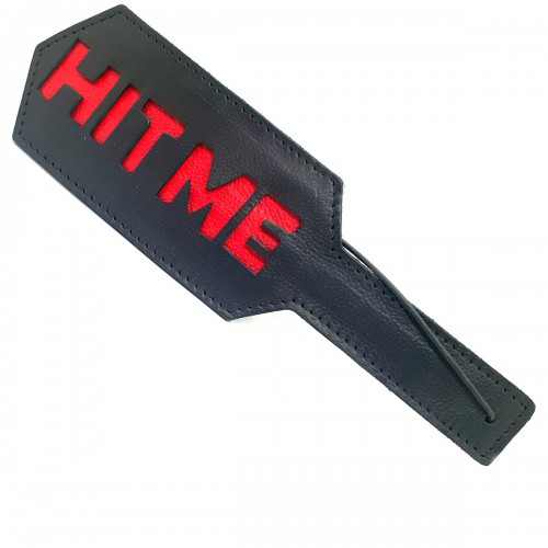 Hit Me Leather Paddle With Studs Black / Red by Black Label - du-139073