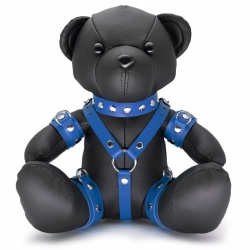 EDDY the BDSM Teddy Bear - Black/Blue - os-1401b