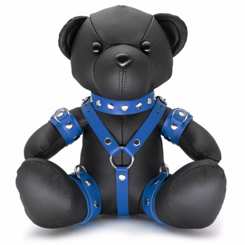 EDDY the BDSM Teddy Bear - Black/Blue - os-1401b